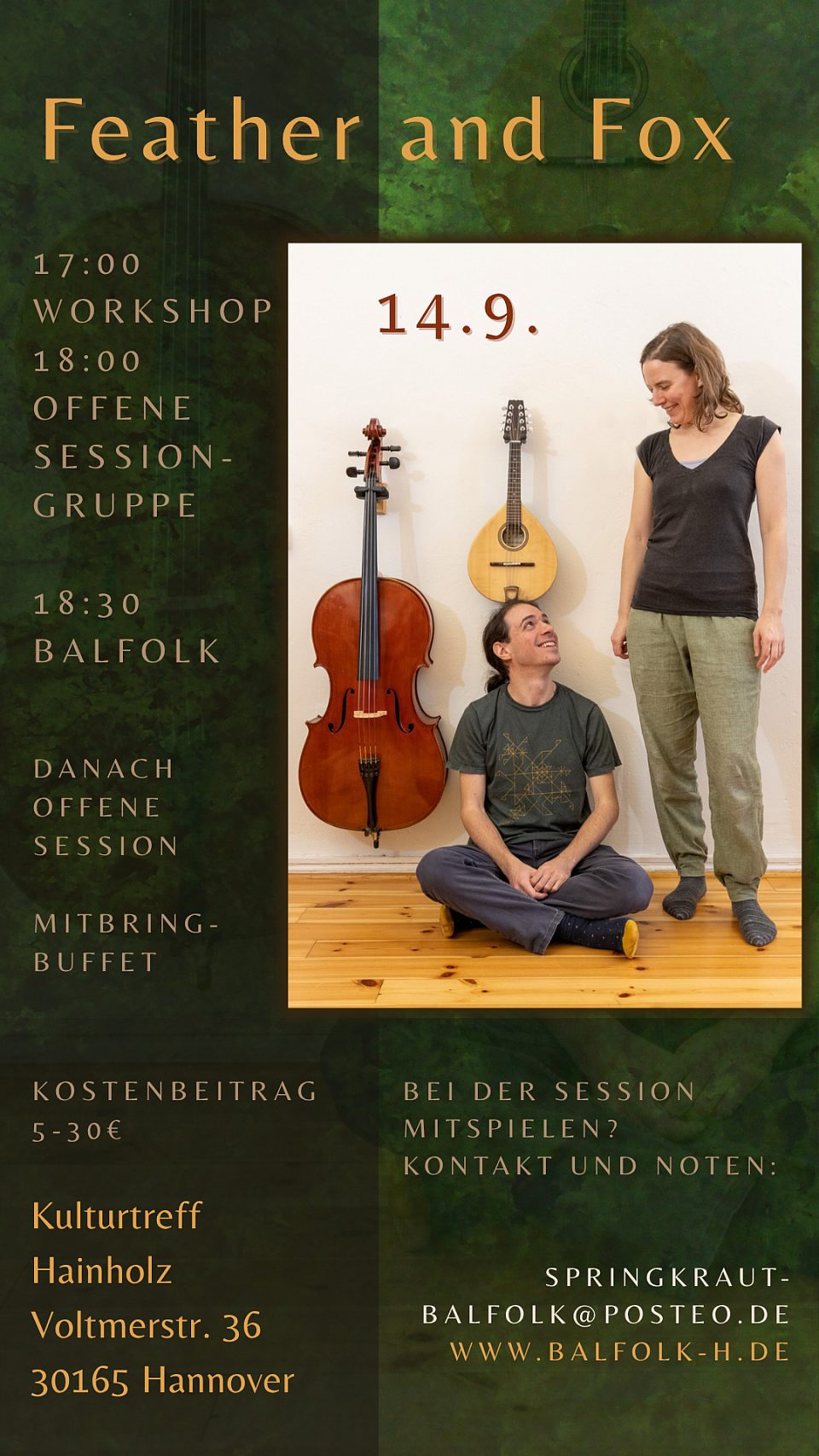 Balfolk Abend mit Feather and Fox in Hannover am 14.9.