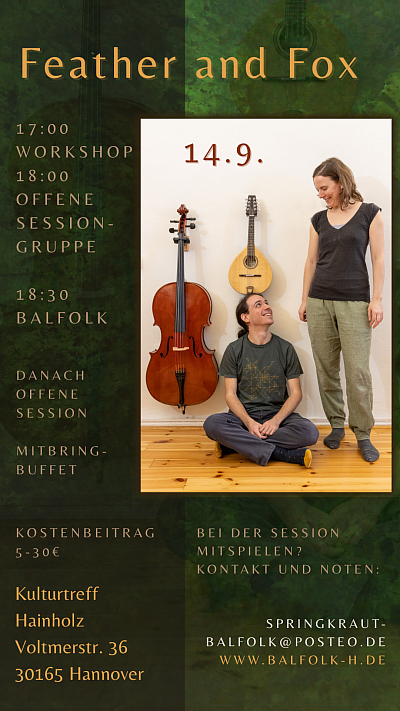 Balfolk Abend mit Feather and Fox in Hannover am 14.9.