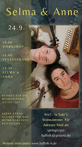 Balfolk mit Selma & Anne am 24.9. in Hannover